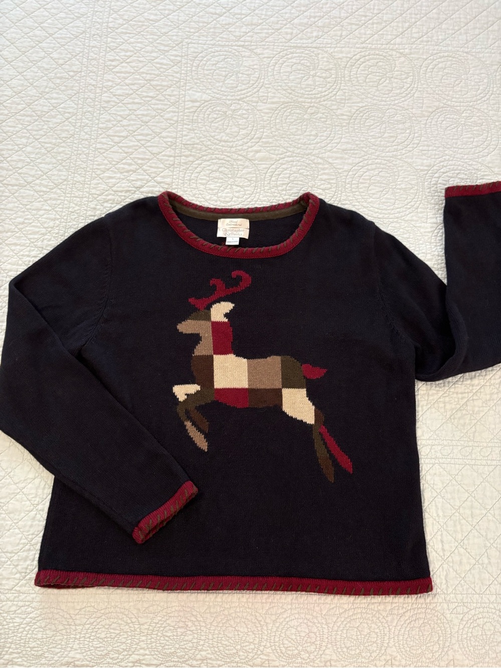 Vintage Christopher & Banks knit reindeer sweater. Size large.